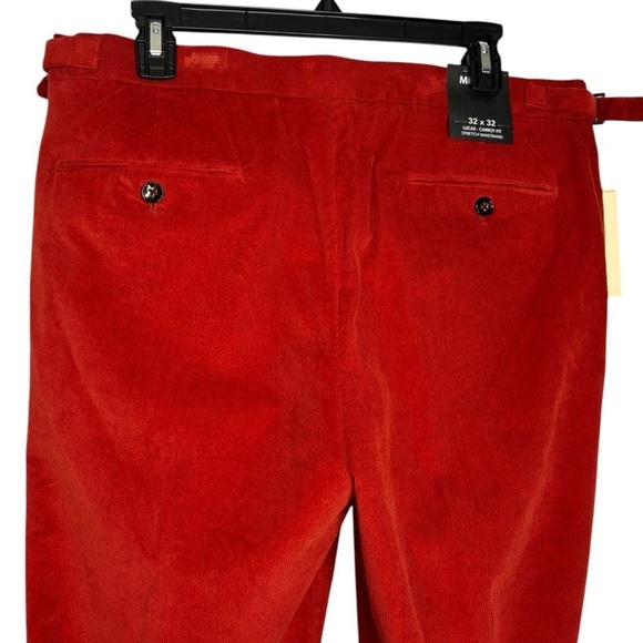 NWT Murano Ancient Renaissance Collection Lucas Pleated Corduroy Red 32x32 - Picture 5 of 13